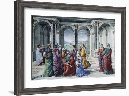 Zacharias Writes Down the Name of His Son-Domenico Ghirlandaio-Framed Giclee Print