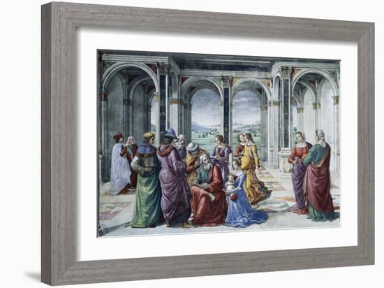 Zacharias Writes Down the Name of His Son-Domenico Ghirlandaio-Framed Giclee Print