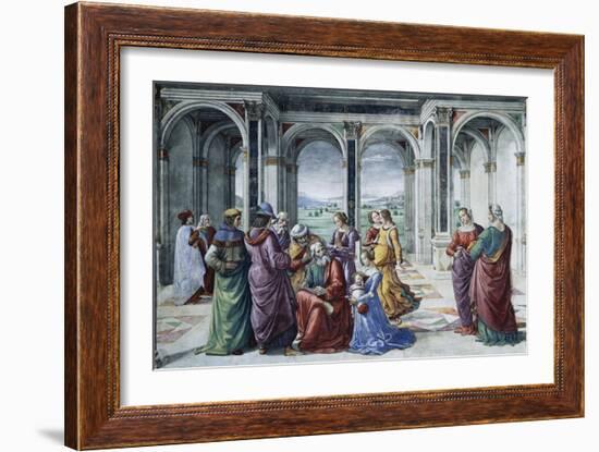 Zacharias Writes Down the Name of His Son-Domenico Ghirlandaio-Framed Giclee Print