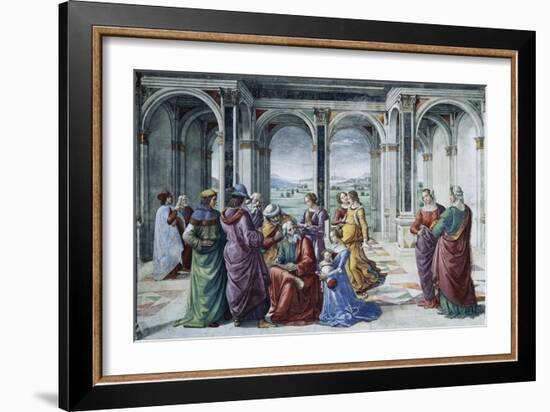 Zacharias Writes Down the Name of His Son-Domenico Ghirlandaio-Framed Giclee Print