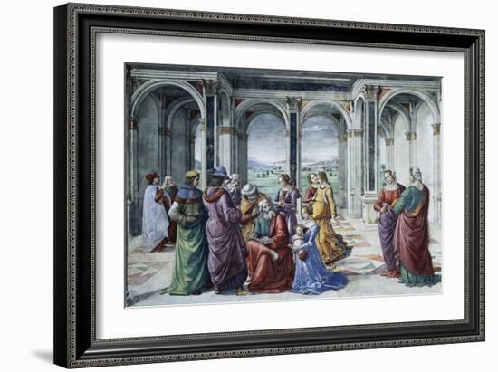 Zacharias Writes Down the Name of His Son-Domenico Ghirlandaio-Framed Giclee Print