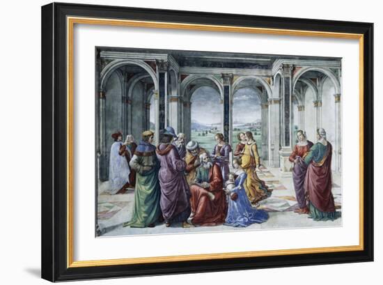 Zacharias Writes Down the Name of His Son-Domenico Ghirlandaio-Framed Giclee Print