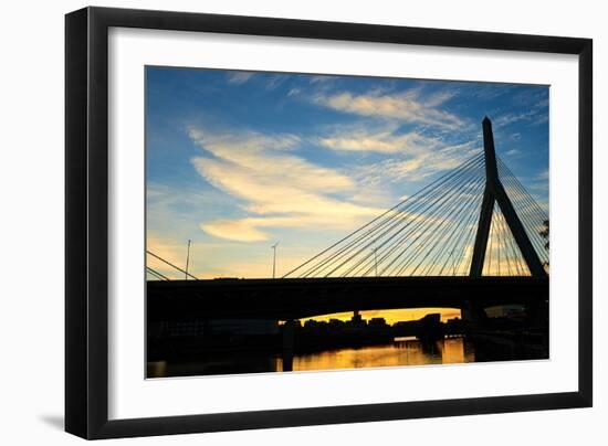 Zakim Bunker Hill Memorial Bridge at Sunset in Boston, Massachusetts-haveseen-Framed Photographic Print