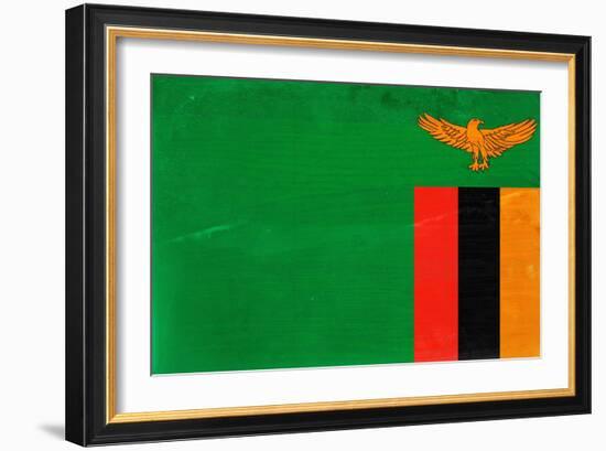 Zambia Flag Design with Wood Patterning - Flags of the World Series-Philippe Hugonnard-Framed Premium Giclee Print