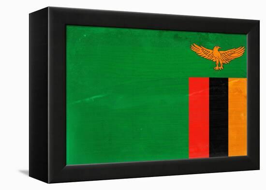 Zambia Flag Design with Wood Patterning - Flags of the World Series-Philippe Hugonnard-Framed Stretched Canvas