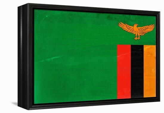 Zambia Flag Design with Wood Patterning - Flags of the World Series-Philippe Hugonnard-Framed Stretched Canvas