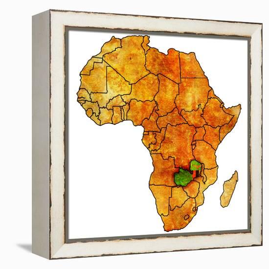 Zambia on Actual Map of Africa-michal812-Framed Stretched Canvas