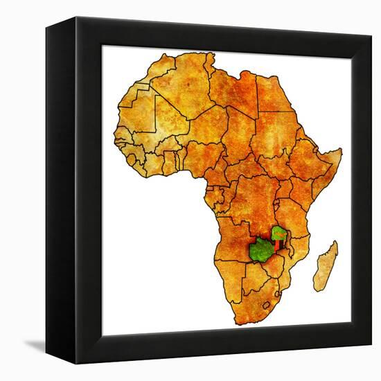 Zambia on Actual Map of Africa-michal812-Framed Stretched Canvas