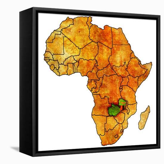 Zambia on Actual Map of Africa-michal812-Framed Stretched Canvas