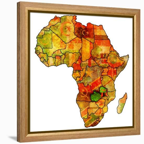 Zambia on Actual Map of Africa-michal812-Framed Stretched Canvas