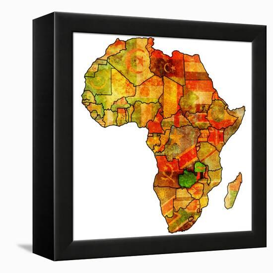 Zambia on Actual Map of Africa-michal812-Framed Stretched Canvas