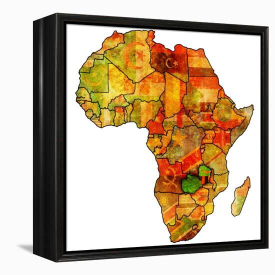 Zambia on Actual Map of Africa-michal812-Framed Stretched Canvas