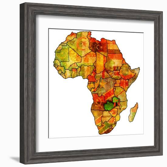 Zambia on Actual Map of Africa-michal812-Framed Art Print