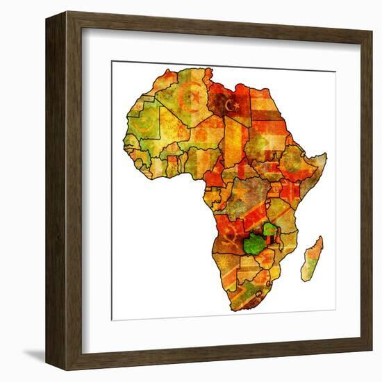 Zambia on Actual Map of Africa-michal812-Framed Art Print