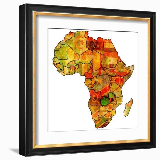 Zambia on Actual Map of Africa-michal812-Framed Art Print