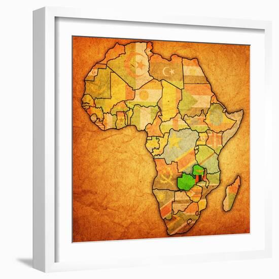 Zambia on Actual Map of Africa-michal812-Framed Art Print