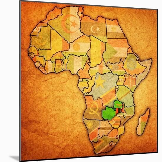 Zambia on Actual Map of Africa-michal812-Mounted Art Print