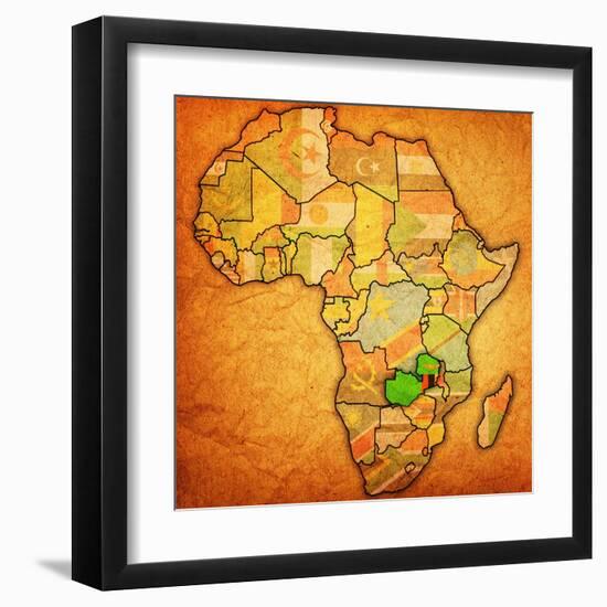 Zambia on Actual Map of Africa-michal812-Framed Art Print