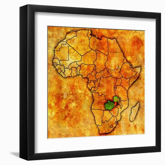 Zambia on Actual Map of Africa-michal812-Framed Art Print