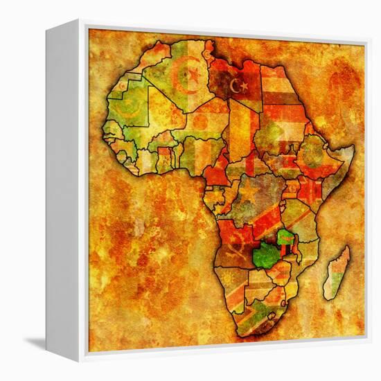 Zambia on Actual Map of Africa-michal812-Framed Stretched Canvas