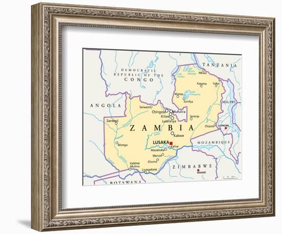 Zambia Political Map-Peter Hermes Furian-Framed Art Print