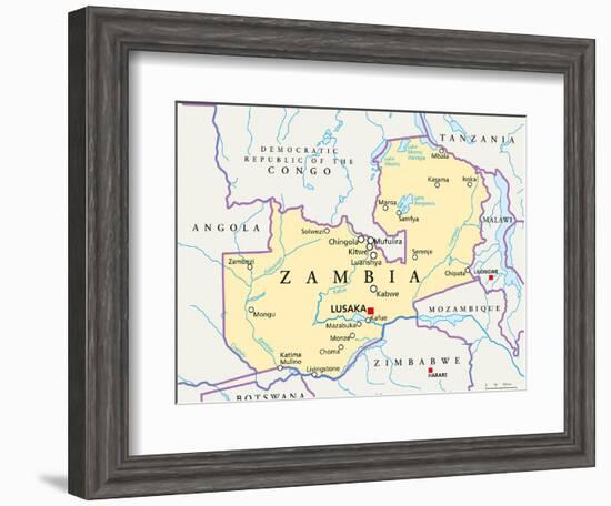 Zambia Political Map-Peter Hermes Furian-Framed Art Print