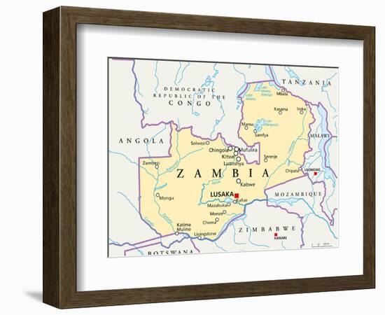 Zambia Political Map-Peter Hermes Furian-Framed Art Print