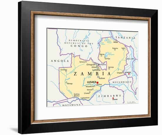 Zambia Political Map-Peter Hermes Furian-Framed Art Print