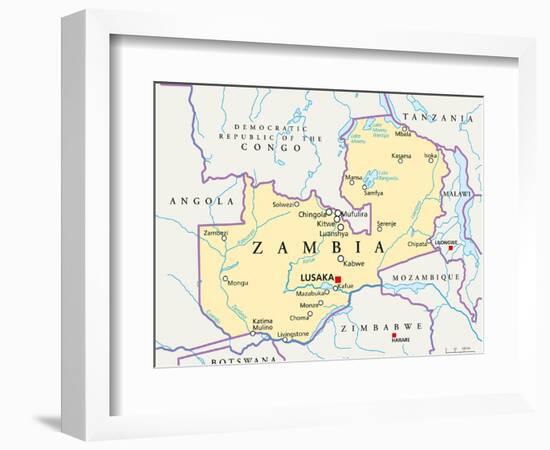 Zambia Political Map-Peter Hermes Furian-Framed Art Print