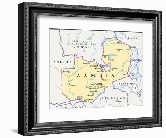 Zambia Political Map-Peter Hermes Furian-Framed Art Print