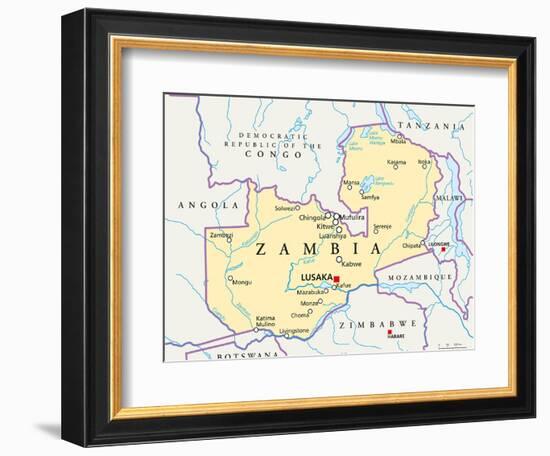 Zambia Political Map-Peter Hermes Furian-Framed Art Print