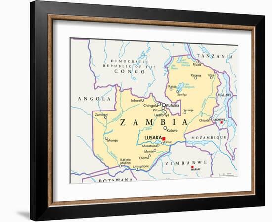 Zambia Political Map-Peter Hermes Furian-Framed Art Print