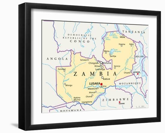 Zambia Political Map-Peter Hermes Furian-Framed Art Print