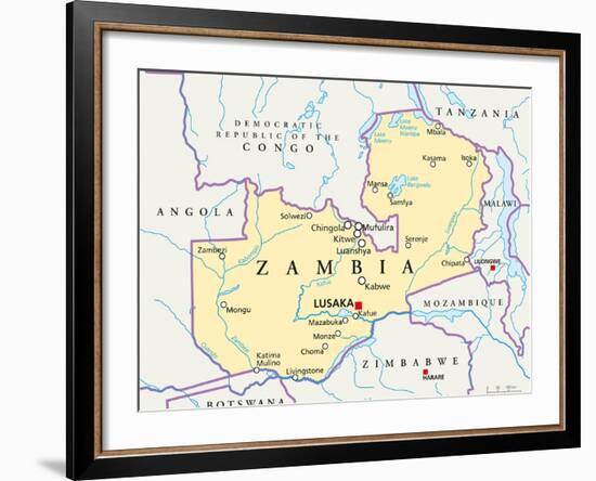 Zambia Political Map-Peter Hermes Furian-Framed Art Print