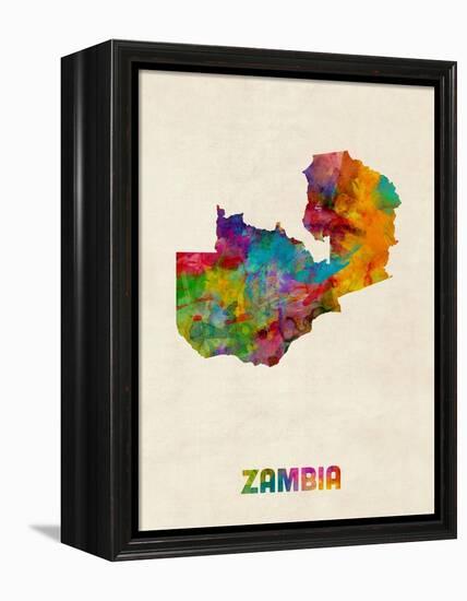 Zambia Watercolor Map-Michael Tompsett-Framed Stretched Canvas