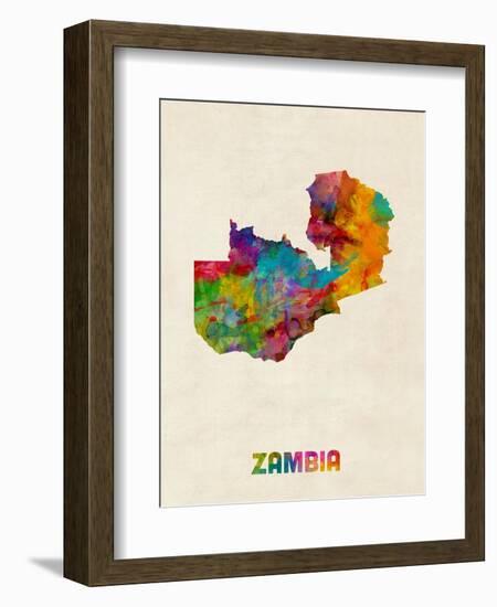 Zambia Watercolor Map-Michael Tompsett-Framed Premium Giclee Print