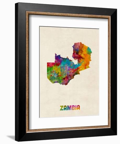 Zambia Watercolor Map-Michael Tompsett-Framed Art Print