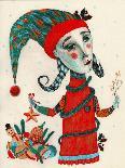 Christmas She-Elf, 2020 (Ink Drawing on Paper)-Zanara/ Sabina Nedelcheva-Williams-Giclee Print