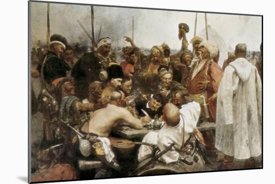 Zaporozhian Cossacks Reply to Sultan Mehmed IV-Ilya Yefimovich Repin-Mounted Art Print