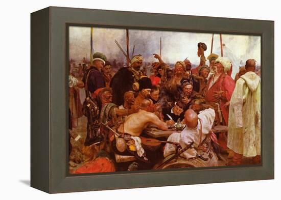 Zaraporoski Cossacks Send the Turkish Sultan Mahmoud Iv a Letter-Ilya Repin-Framed Stretched Canvas