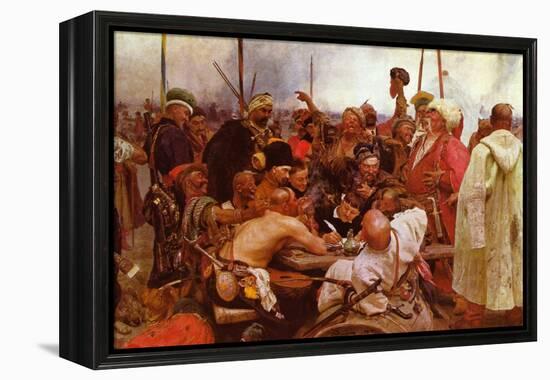 Zaraporoski Cossacks Send the Turkish Sultan Mahmoud Iv a Letter-Ilya Repin-Framed Stretched Canvas