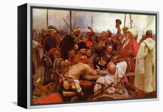 Zaraporoski Cossacks Send the Turkish Sultan Mahmoud Iv a Letter-Ilya Repin-Framed Stretched Canvas