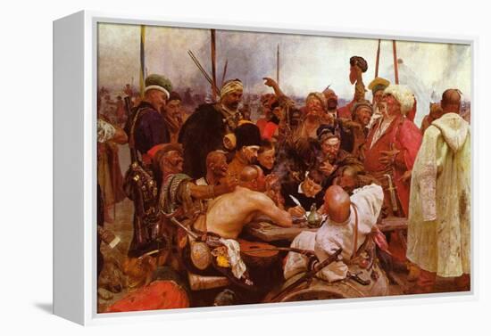 Zaraporoski Cossacks Send the Turkish Sultan Mahmoud Iv a Letter-Ilya Repin-Framed Stretched Canvas