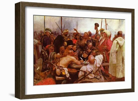 Zaraporoski Cossacks Send the Turkish Sultan Mahmoud Iv a Letter-Ilya Repin-Framed Premium Giclee Print