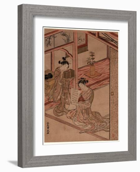 Zashiki No Yujo to Kamuro-Kitao Shigemasa-Framed Giclee Print