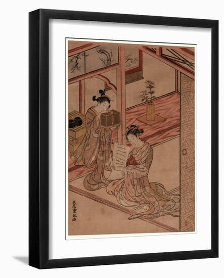 Zashiki No Yujo to Kamuro-Kitao Shigemasa-Framed Giclee Print