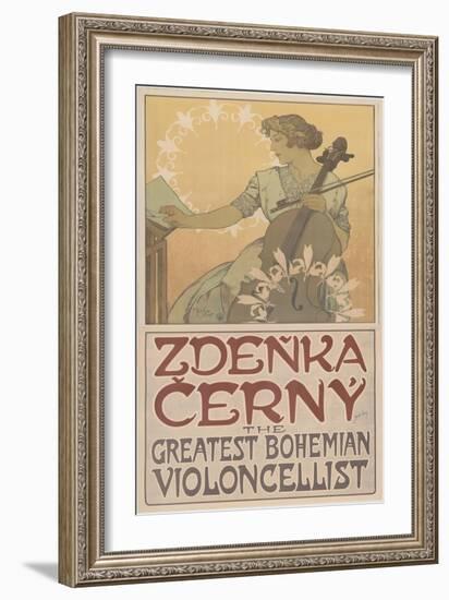Zde?ka ?erný, the greatest Bohemian violoncellist, 1913-Alphonse Marie Mucha-Framed Giclee Print