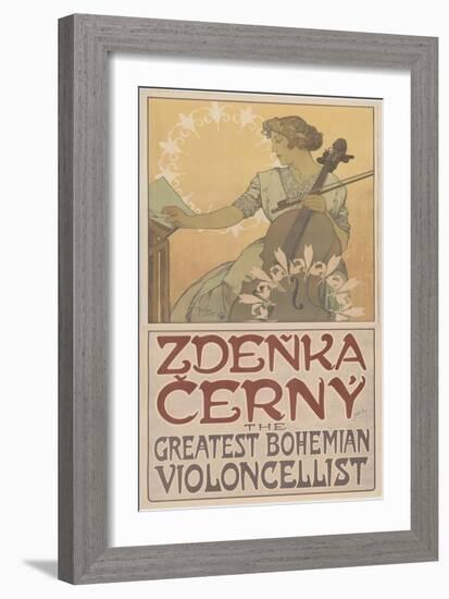 Zde?ka ?erný, the greatest Bohemian violoncellist, 1913-Alphonse Marie Mucha-Framed Giclee Print