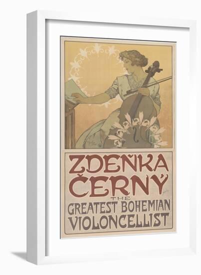 Zde?ka ?erný, the greatest Bohemian violoncellist, 1913-Alphonse Marie Mucha-Framed Giclee Print