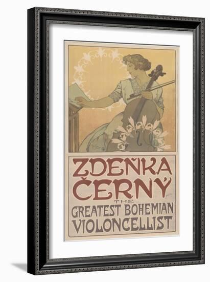 Zde?ka ?erný, the greatest Bohemian violoncellist, 1913-Alphonse Marie Mucha-Framed Giclee Print